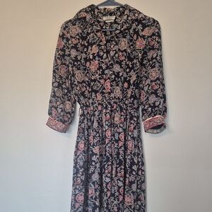 Lady Carol Floral Print Midi Dress - Navy